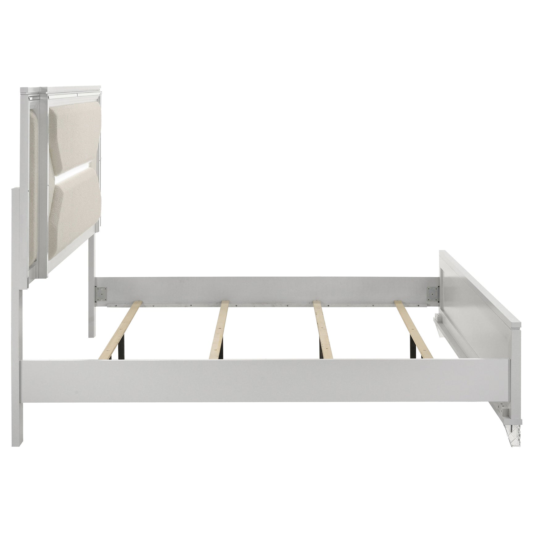 Marmore 64-inch Eastern King Panel Bed LED Headboard White - Tampa Furniture Outlet