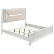 Tampa Furniture Outlet - Coaster - Marmore 64-inch Queen Panel Bed LED Headboard White - 224961Q