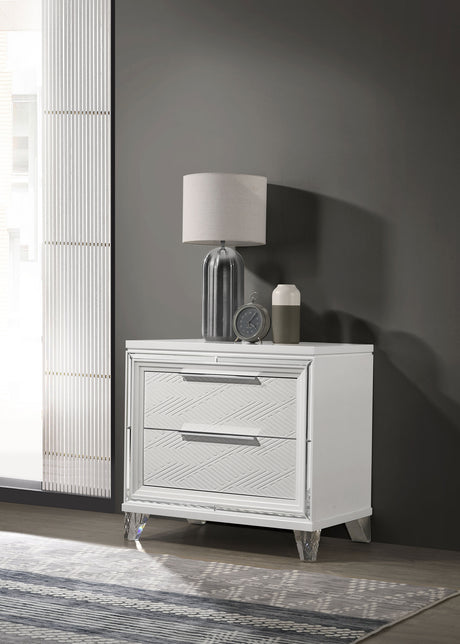 Marmore 2-drawer Nightstand Bedside Table White - Tampa Furniture Outlet