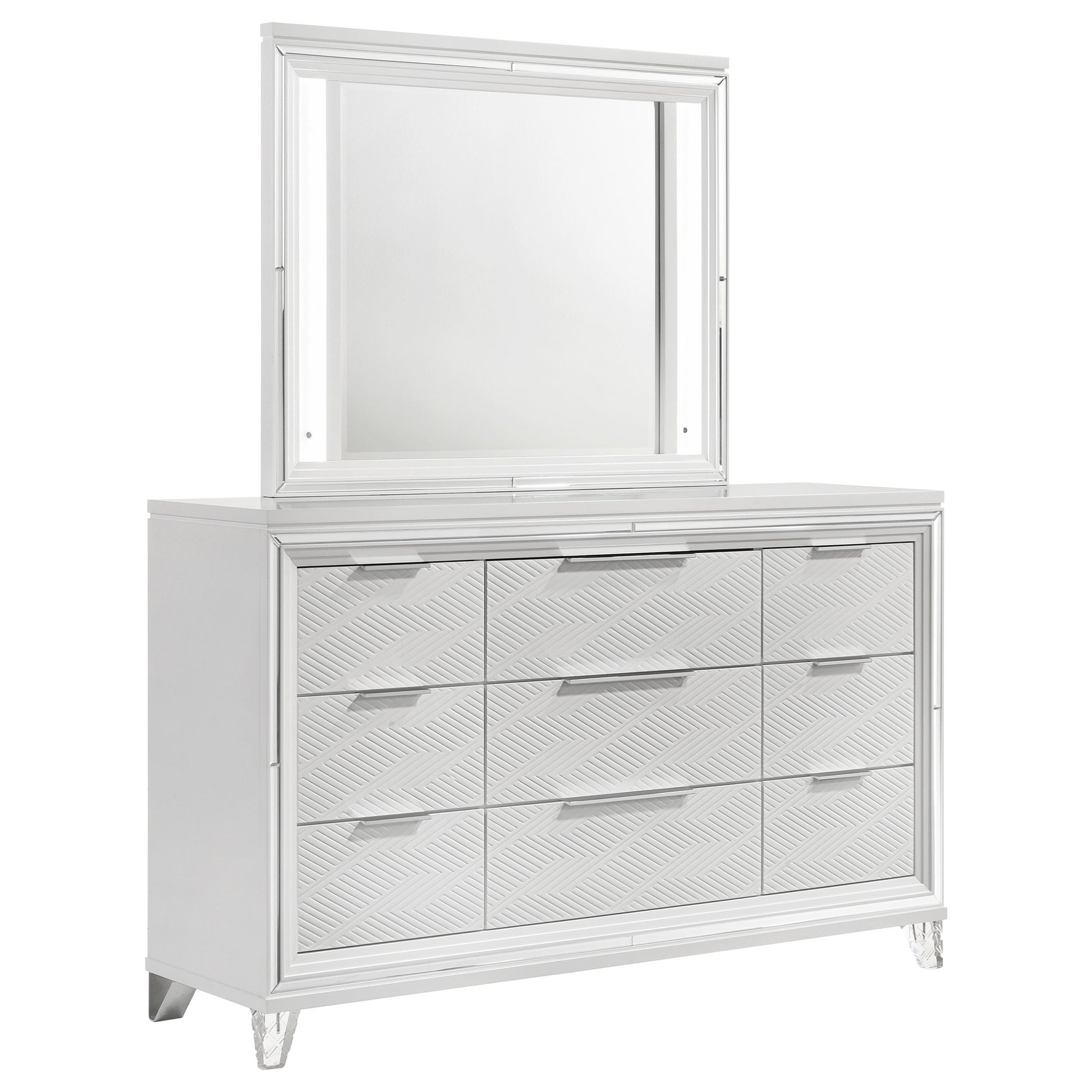 Tampa Furniture Outlet - Coaster - Marmore 9-drawer Dresser and LED Mirror White - 224963M