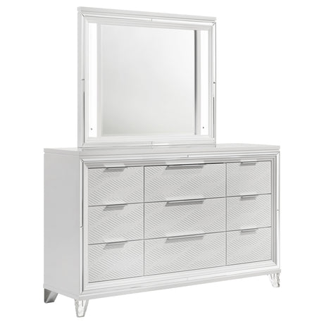 Tampa Furniture Outlet - Coaster - Marmore 9-drawer Dresser and LED Mirror White - 224963M
