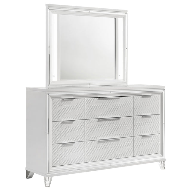 Tampa Furniture Outlet - Coaster - Marmore 9-drawer Dresser and LED Mirror White - 224963M