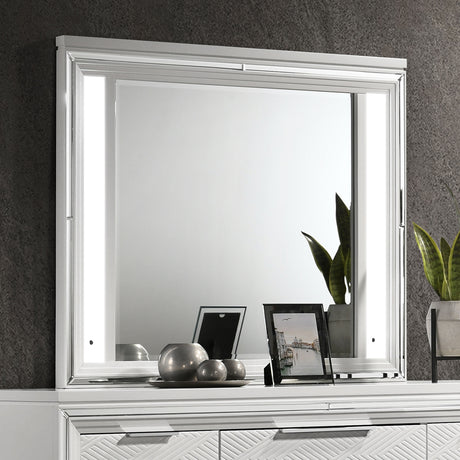 Marmore LED Dresser Mirror White - Tampa Furniture Outlet