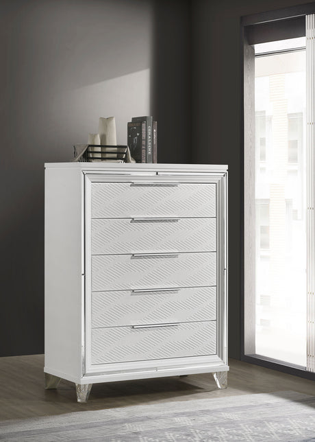 Marmore 5-drawer Bedroom Chest of Drawers White - Tampa Furniture Outlet