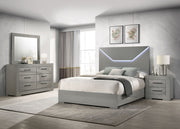 Tampa Furniture Outlet - Coaster - Ives 4-piece Eastern King Bedroom Set Grey High Gloss - 224971KE-S4