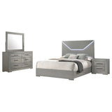 Ives 4-piece Eastern King Bedroom Set Grey High Gloss - Tampa Furniture Outlet