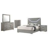 Ives 5-piece Eastern King Bedroom Set Grey High Gloss - Tampa Furniture Outlet