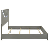 Ives Eastern King Panel Bed LED Headboard Grey High Gloss - Tampa Furniture Outlet