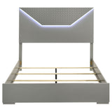 Ives Queen Panel Bed LED Headboard Grey High Gloss - Tampa Furniture Outlet