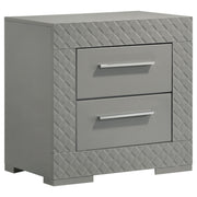 Tampa Furniture Outlet - Coaster - Ives 2-drawer Nightstand Bedside Table Grey High Gloss - 224972