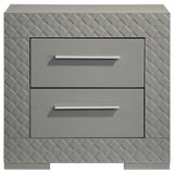 Ives 2-drawer Nightstand Bedside Table Grey High Gloss - Tampa Furniture Outlet