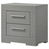 Ives 2-drawer Nightstand Bedside Table Grey High Gloss - Tampa Furniture Outlet