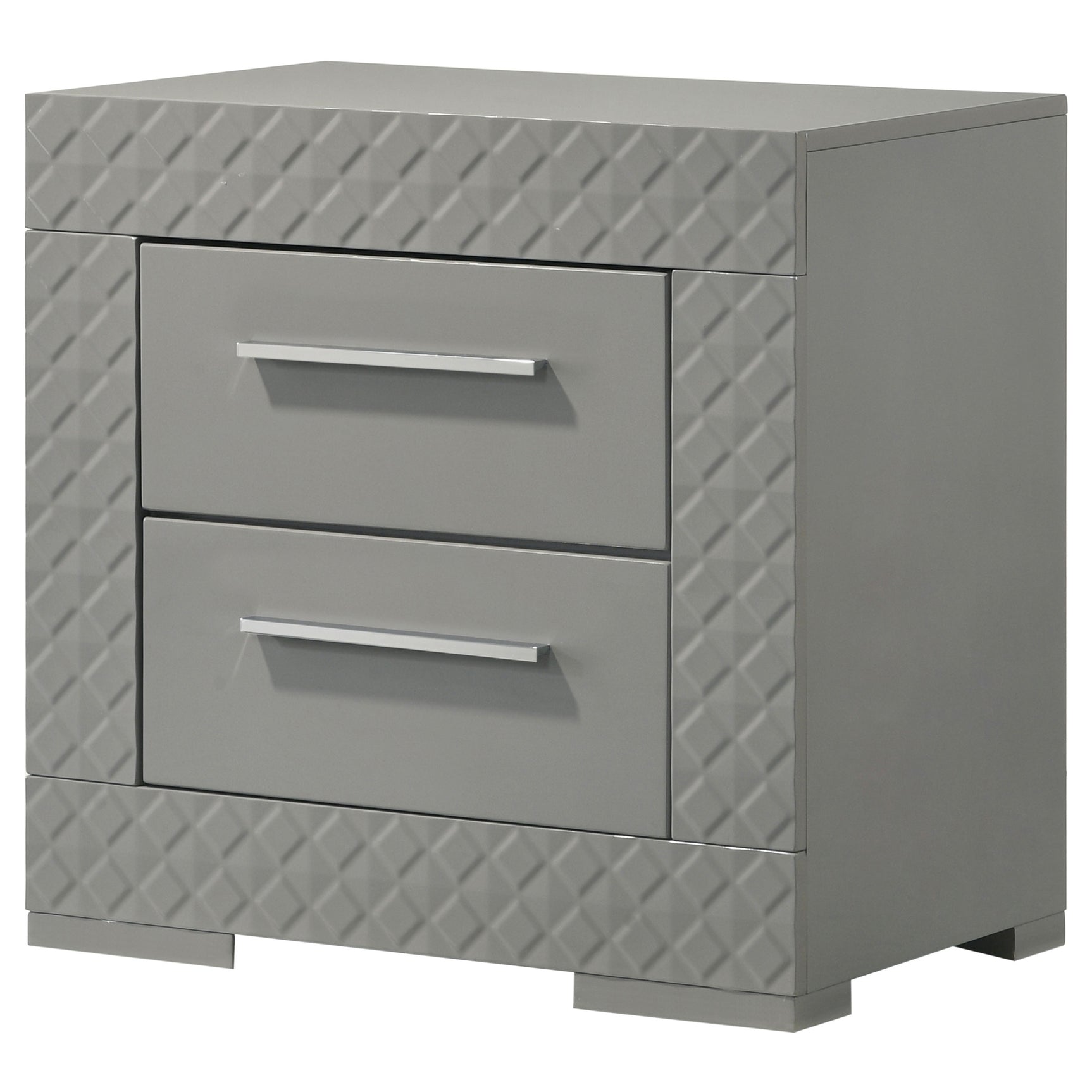 Ives 2-drawer Nightstand Bedside Table Grey High Gloss - Tampa Furniture Outlet