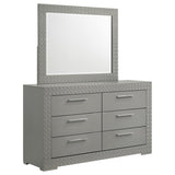 Tampa Furniture Outlet - Coaster - Ives 6-drawer Dresser and Mirror Grey High Gloss - 224973M
