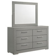 Tampa Furniture Outlet - Coaster - Ives 6-drawer Dresser and Mirror Grey High Gloss - 224973M