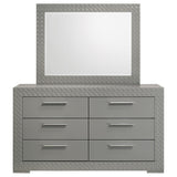 Ives 6-drawer Dresser and Mirror Grey High Gloss - Tampa Furniture Outlet