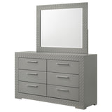 Ives 6-drawer Dresser and Mirror Grey High Gloss - Tampa Furniture Outlet