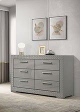 Ives 6-drawer Dresser Cabinet Grey High Gloss - Tampa Furniture Outlet