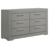 Tampa Furniture Outlet - Coaster - Ives 6-drawer Dresser Cabinet Grey High Gloss - 224973