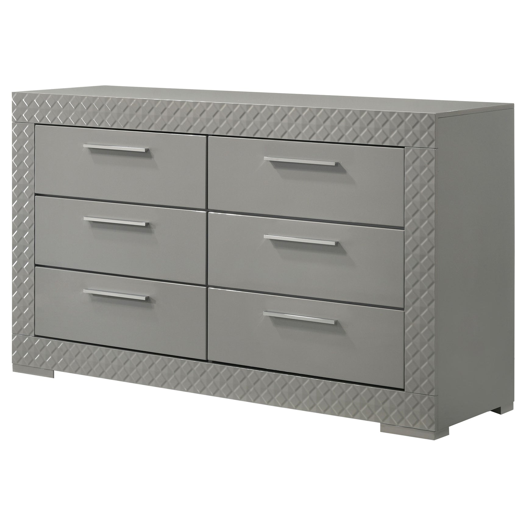 Ives 6-drawer Dresser Cabinet Grey High Gloss - Tampa Furniture Outlet