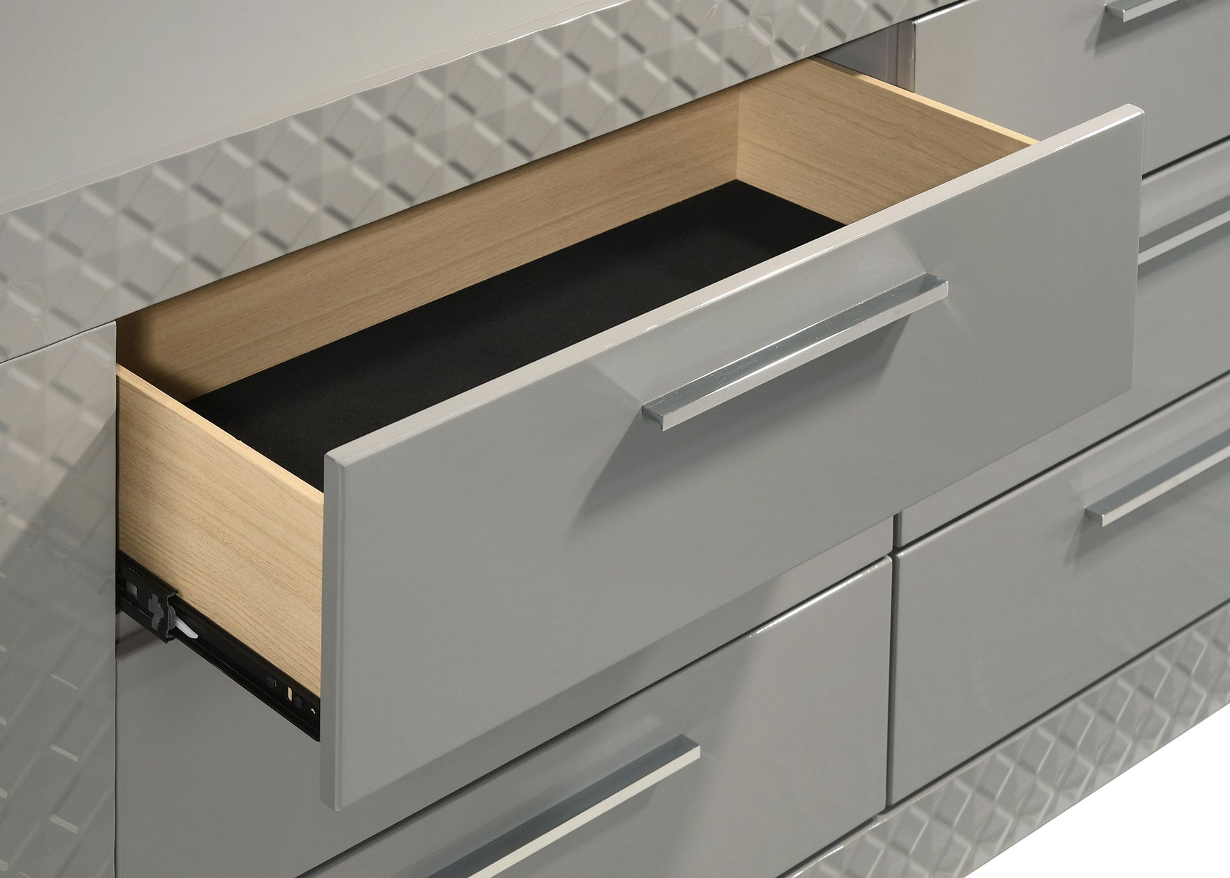Ives 6-drawer Dresser Cabinet Grey High Gloss - Tampa Furniture Outlet