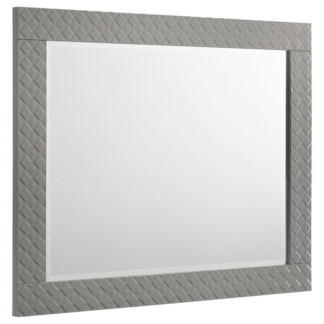 Tampa Furniture Outlet - Coaster - Ives Dresser Mirror Grey High Gloss - 224974