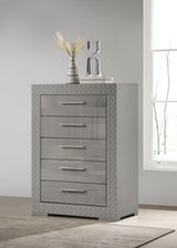 Ives 5-drawer Bedroom Chest of Drawers Grey High Gloss - Tampa Furniture Outlet