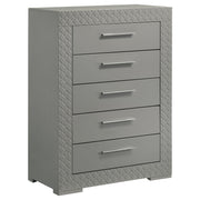 Tampa Furniture Outlet - Coaster - Ives 5-drawer Bedroom Chest of Drawers Grey High Gloss - 224975