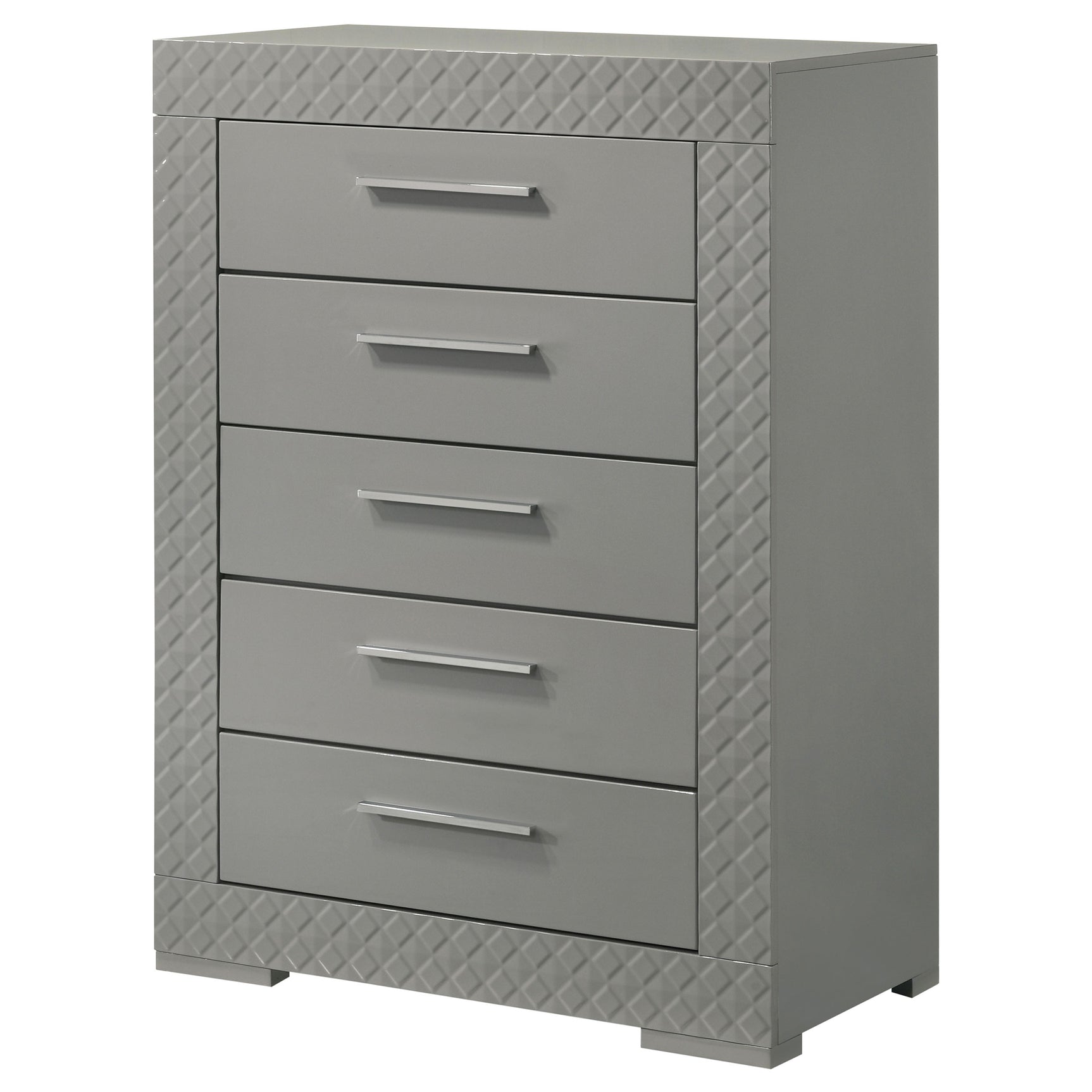 Ives 5-drawer Bedroom Chest of Drawers Grey High Gloss - Tampa Furniture Outlet