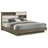 Fenwick Eastern King Bed Bookcase Headboard Grey Oak - Tampa Furniture Outlet