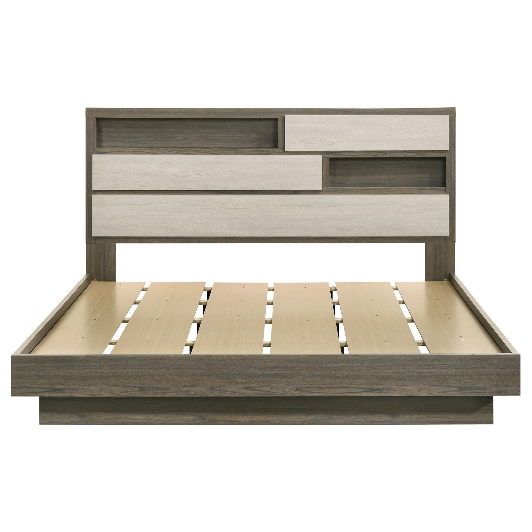 Fenwick Eastern King Bed Bookcase Headboard Grey Oak - Tampa Furniture Outlet
