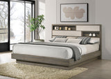 Fenwick California King Bed Bookcase Headboard Grey Oak - Tampa Furniture Outlet