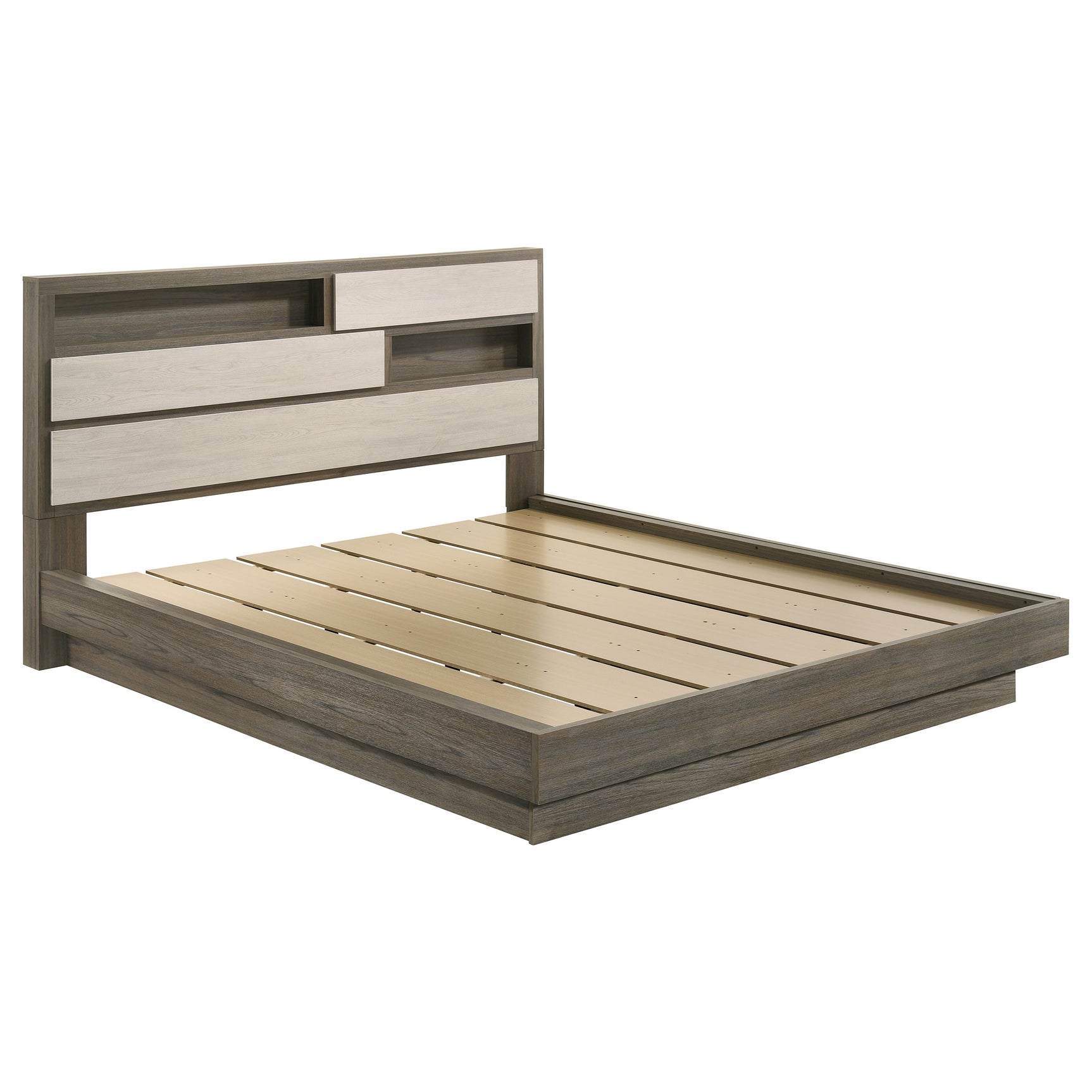 Tampa Furniture Outlet - Coaster - Fenwick California King Bed Bookcase Headboard Grey Oak - 224981KW