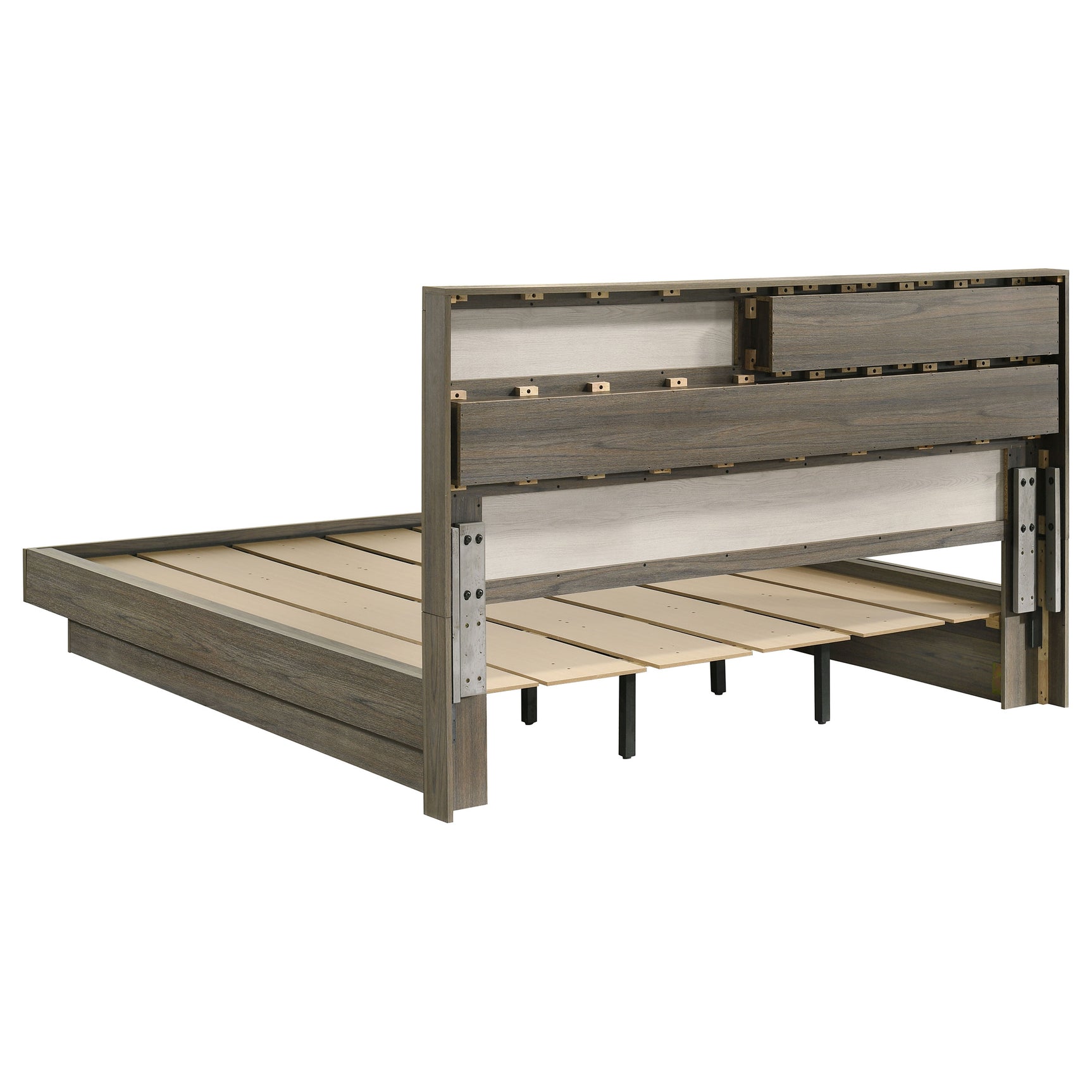 Fenwick California King Bed Bookcase Headboard Grey Oak - Tampa Furniture Outlet