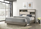 Fenwick Queen Bed Bookcase Headboard Grey Oak - Tampa Furniture Outlet