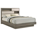 Fenwick Queen Bed Bookcase Headboard Grey Oak - Tampa Furniture Outlet