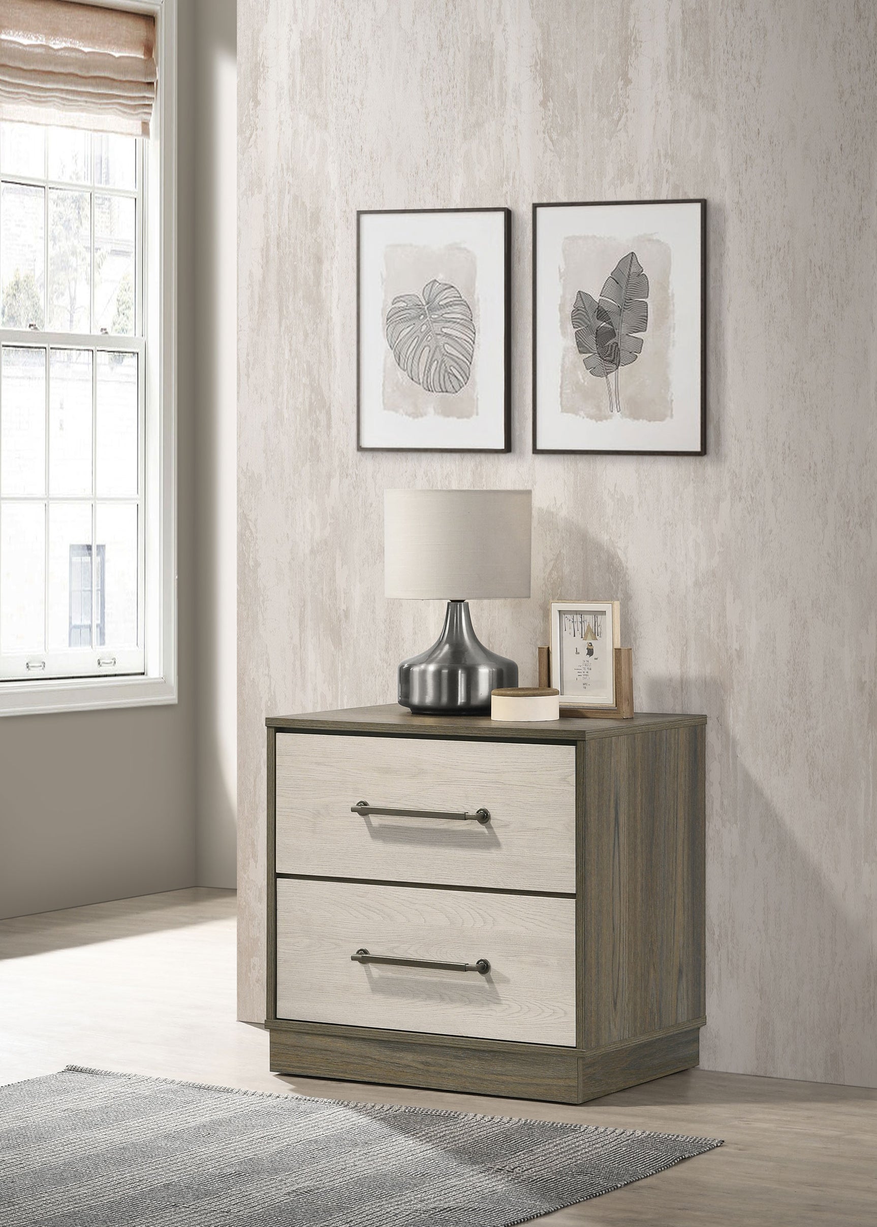 Fenwick 2-drawer Nightstand Bedside Table Grey Oak - Tampa Furniture Outlet