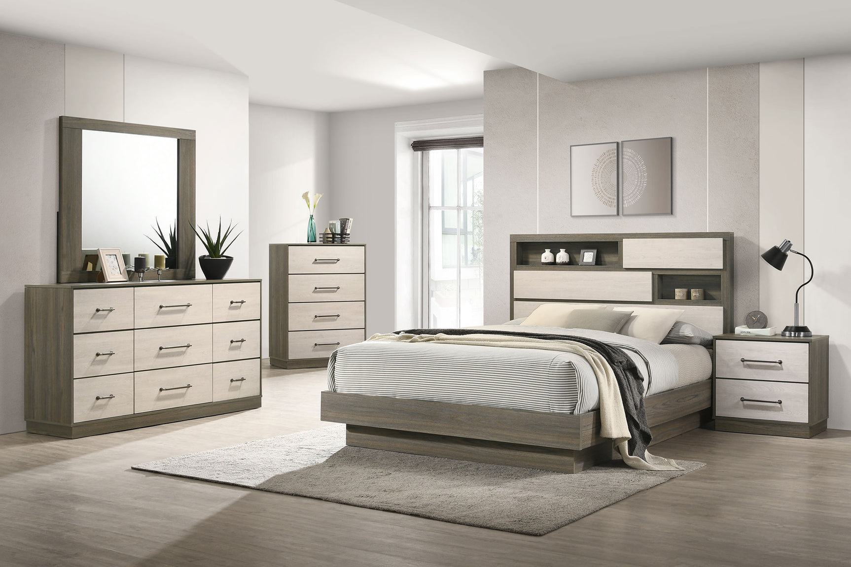 Fenwick 2-drawer Nightstand Bedside Table Grey Oak - Tampa Furniture Outlet