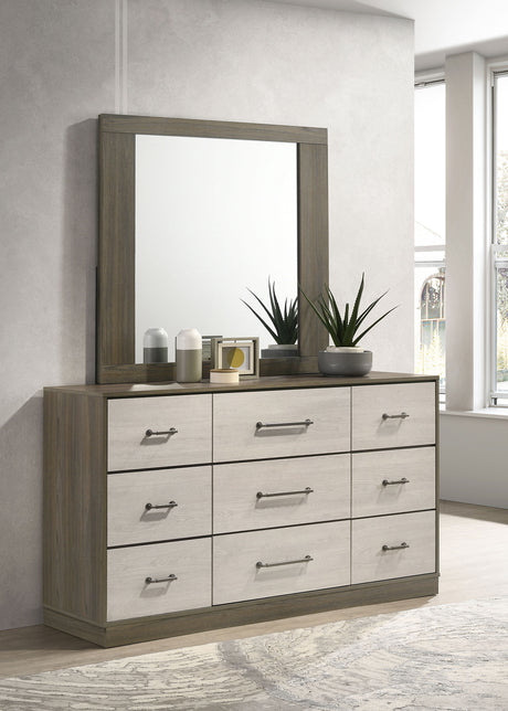 Fenwick 9-drawer Dresser with Mirror Grey Oak - Tampa Furniture Outlet