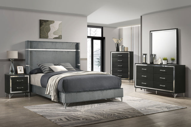 Tampa Furniture Outlet - Coaster - Lucia 5-piece Eastern King Bedroom Set Grey and Black - 224991KE-S5