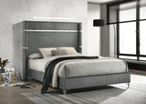 Lucia 61-inch Upholstered Eastern King Wingback Bed Grey - Tampa Furniture Outlet