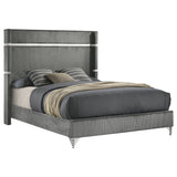 Lucia 61-inch Upholstered Eastern King Wingback Bed Grey - Tampa Furniture Outlet