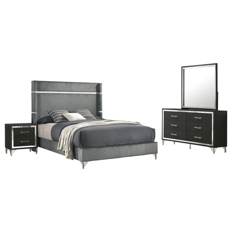 Lucia 4-piece Queen Bedroom Set Grey and Black - Tampa Furniture Outlet