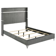Tampa Furniture Outlet - Coaster - Lucia 61-inch Upholstered Queen Wingback Bed Grey - 224991Q