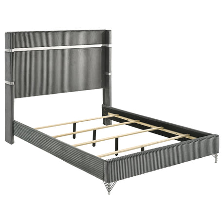 Tampa Furniture Outlet - Coaster - Lucia 61-inch Upholstered Queen Wingback Bed Grey - 224991Q