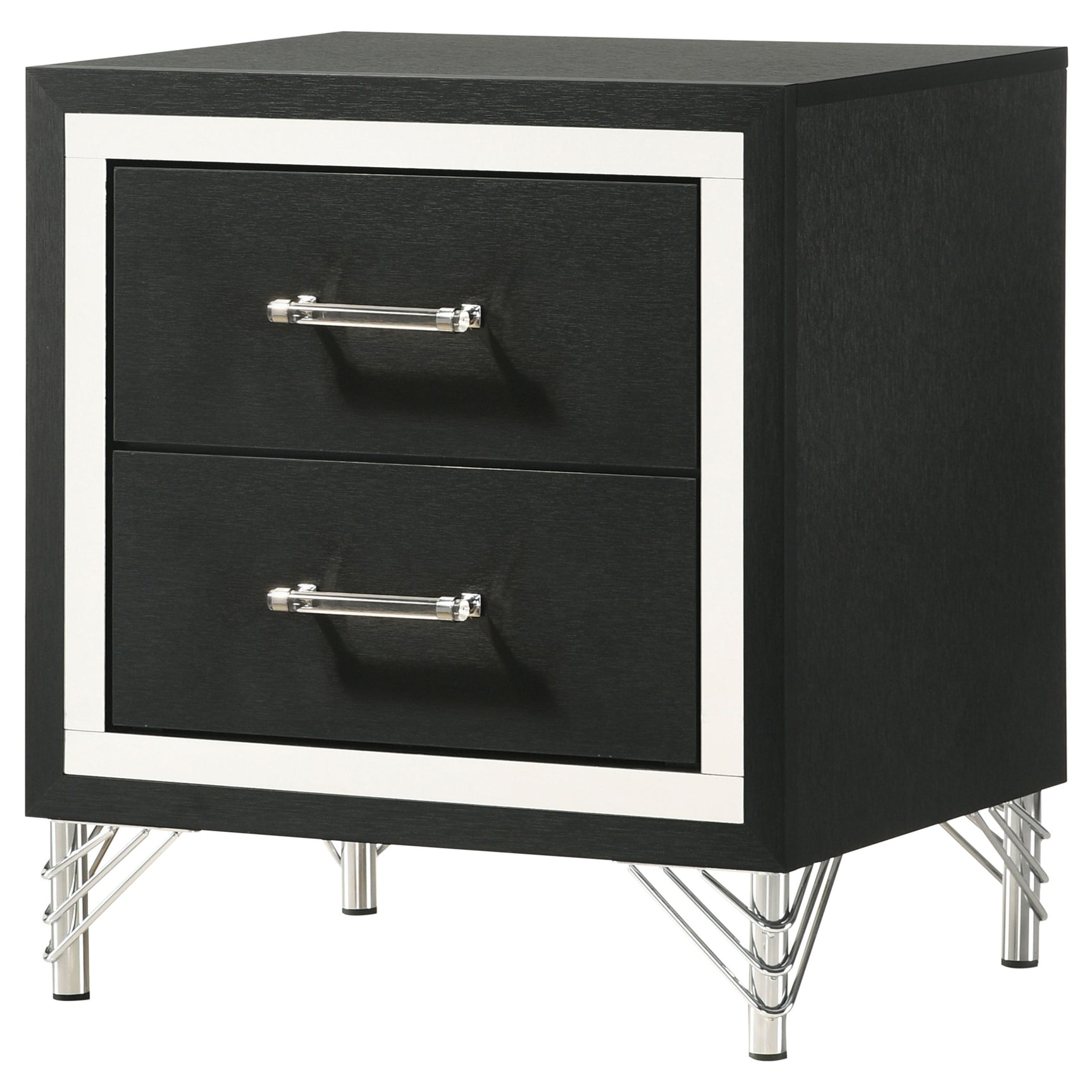 Lucia 2-drawer Nightstand Bedside Table Black - Tampa Furniture Outlet