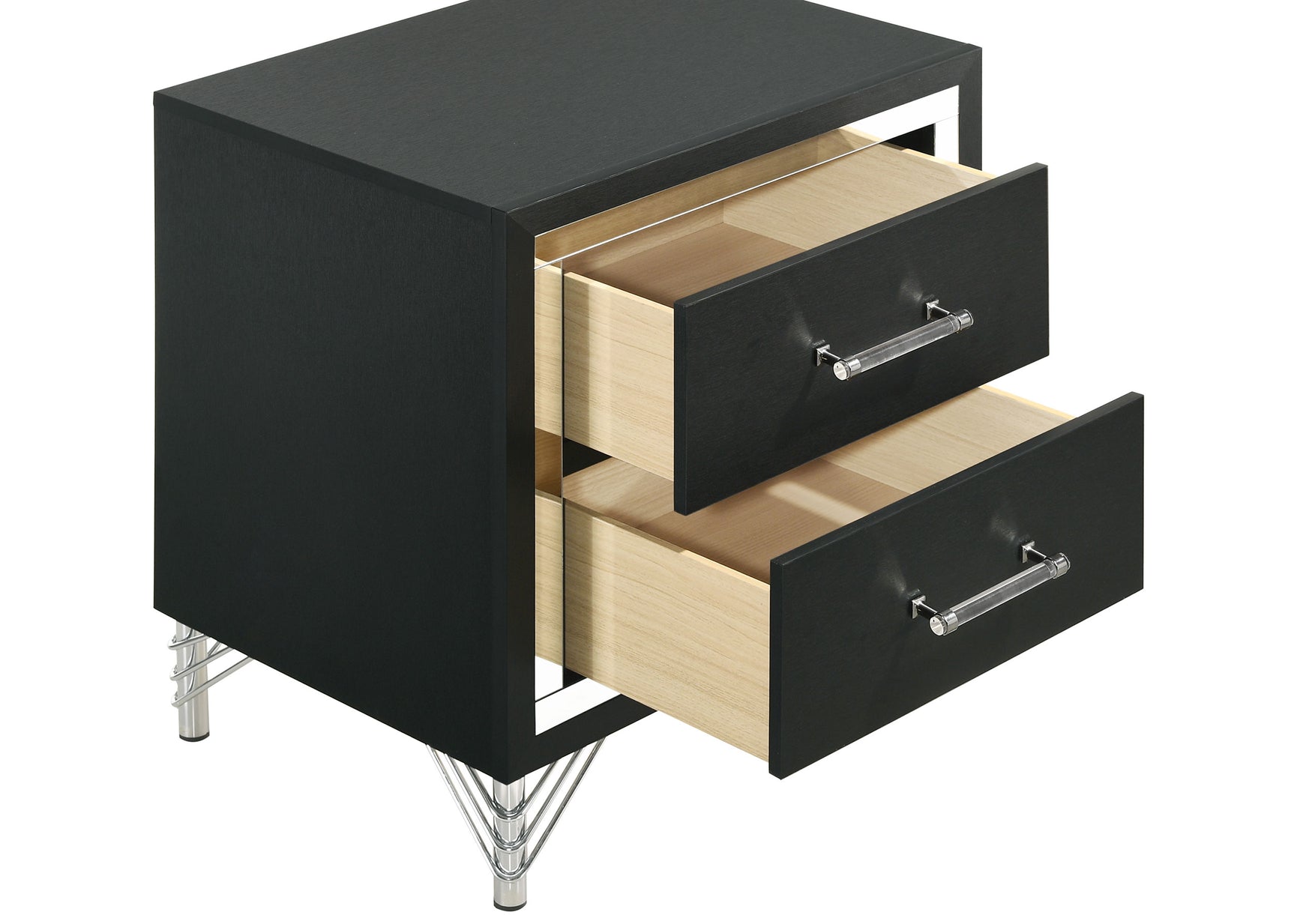 Lucia 2-drawer Nightstand Bedside Table Black - Tampa Furniture Outlet
