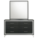 Lucia 6-drawer Dresser and Mirror Black - Tampa Furniture Outlet