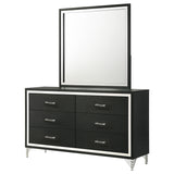 Lucia 6-drawer Dresser and Mirror Black - Tampa Furniture Outlet