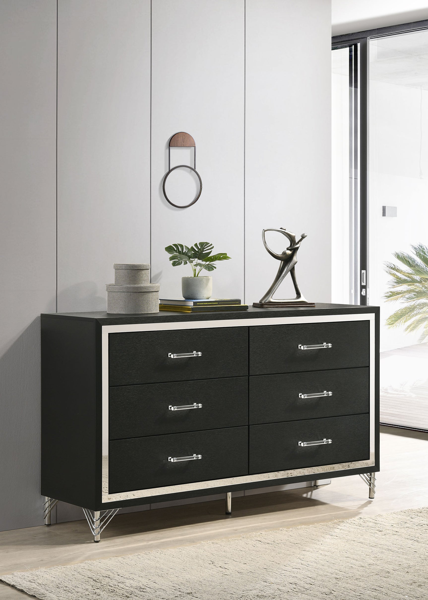 Lucia 6-drawer Dresser Cabinet Black - Tampa Furniture Outlet